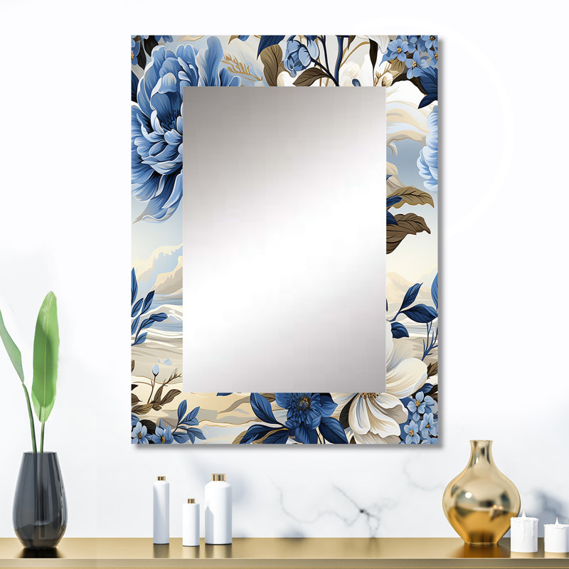 Motif victorien de la tranquillité victorienne de bord de mer Auturier - miroir floral, miroir mural unique, impression d'art en métal