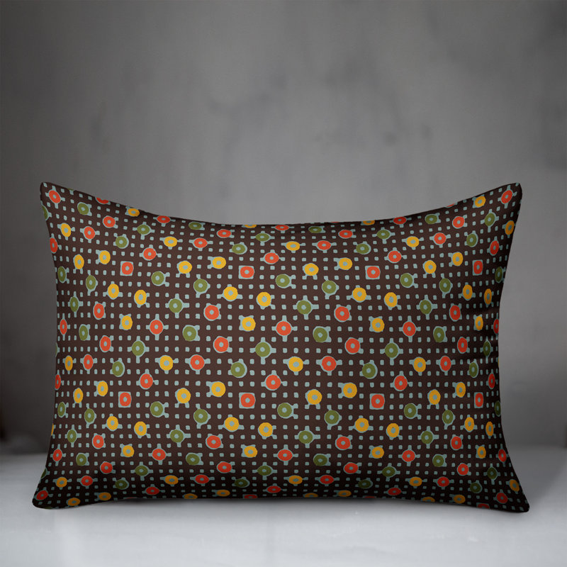  Coussin Dots and Plaid, Brun / Vert / Jaune
