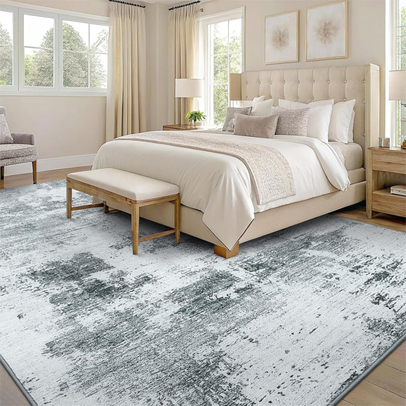 Modern Abstract Area Rugs Living Room, Machine Washable Non-Slip Short Pile Rug, Durable Carpet For Bedroom, Dining Room, Home Office