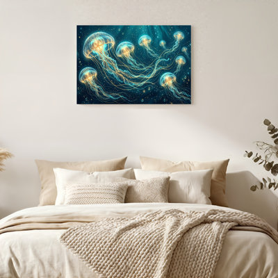 «Gallery Wrap», art mural sur toile pour le salon, la chambre à coucher, le bureau ou le vestibule - décoration murale décorative avec lueur de méduse