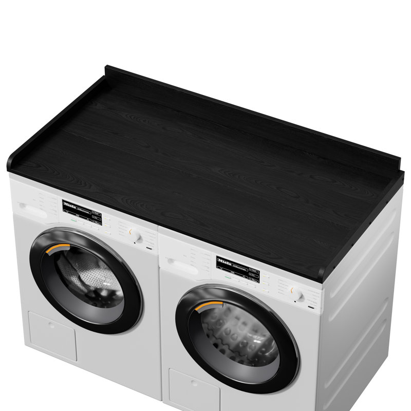 Washer Dryer Countertop Wood Topper With Edge For Laundry Room Storage And Organization, Black