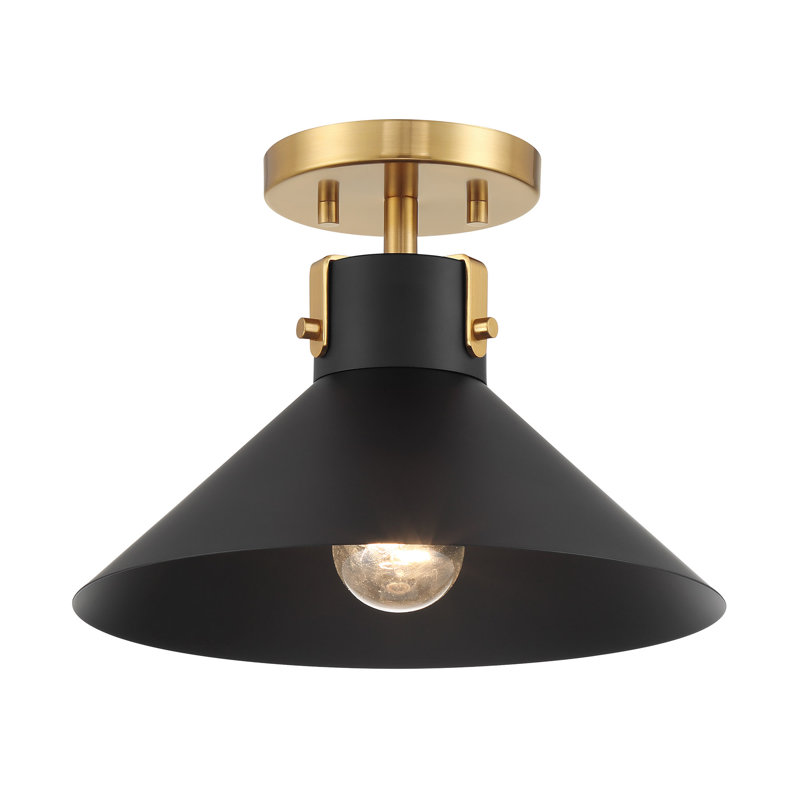 Plafonnier 1 lumière Ohemaa en noir mat et laiton naturel, Noir