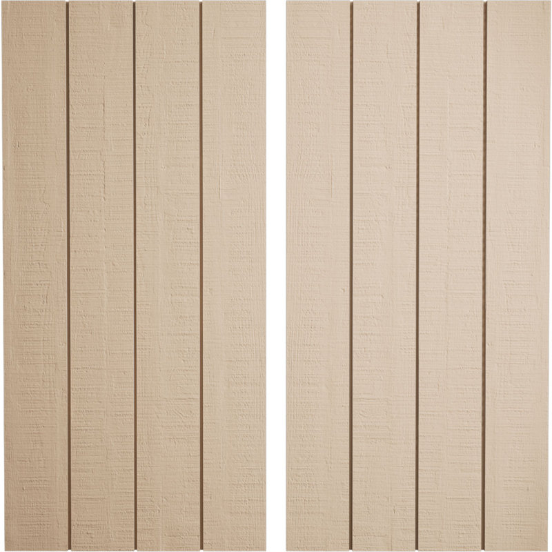 Volets rustiques à quatre planches en faux bois, H 70 po x l 22 po x P 1 po, 22", Texture cèdre brut / brun clair apprêté