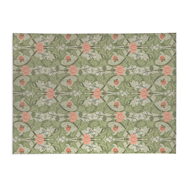 Tapis de cuisine léger antidérapant Ogee Leaf, Sauge, Rectangle 4pi x 6 pi