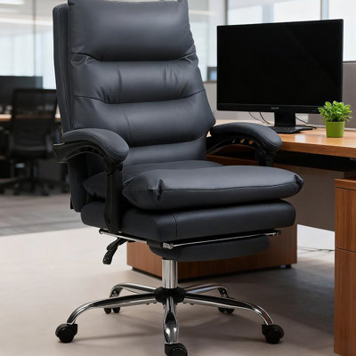 Fauteuil de bureau en microfibre à massage inclinable et chauffant, gris foncé