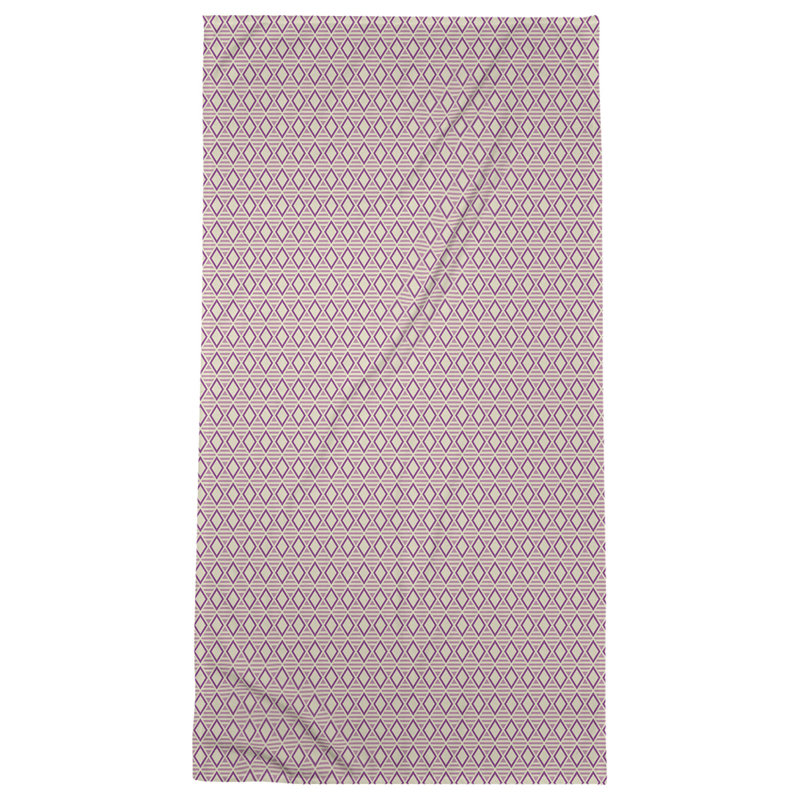 Serviette de bain à losanges géométriques, Rose/jaune