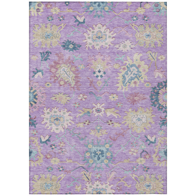 Eugene Purple Washable Indoor-Outdoor Rug - , 9' x 12'