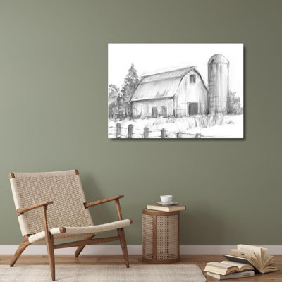 August Grove® Harper, Ethan Gallery Wrapped Canvas Art Titled: Black and White Barn Study I