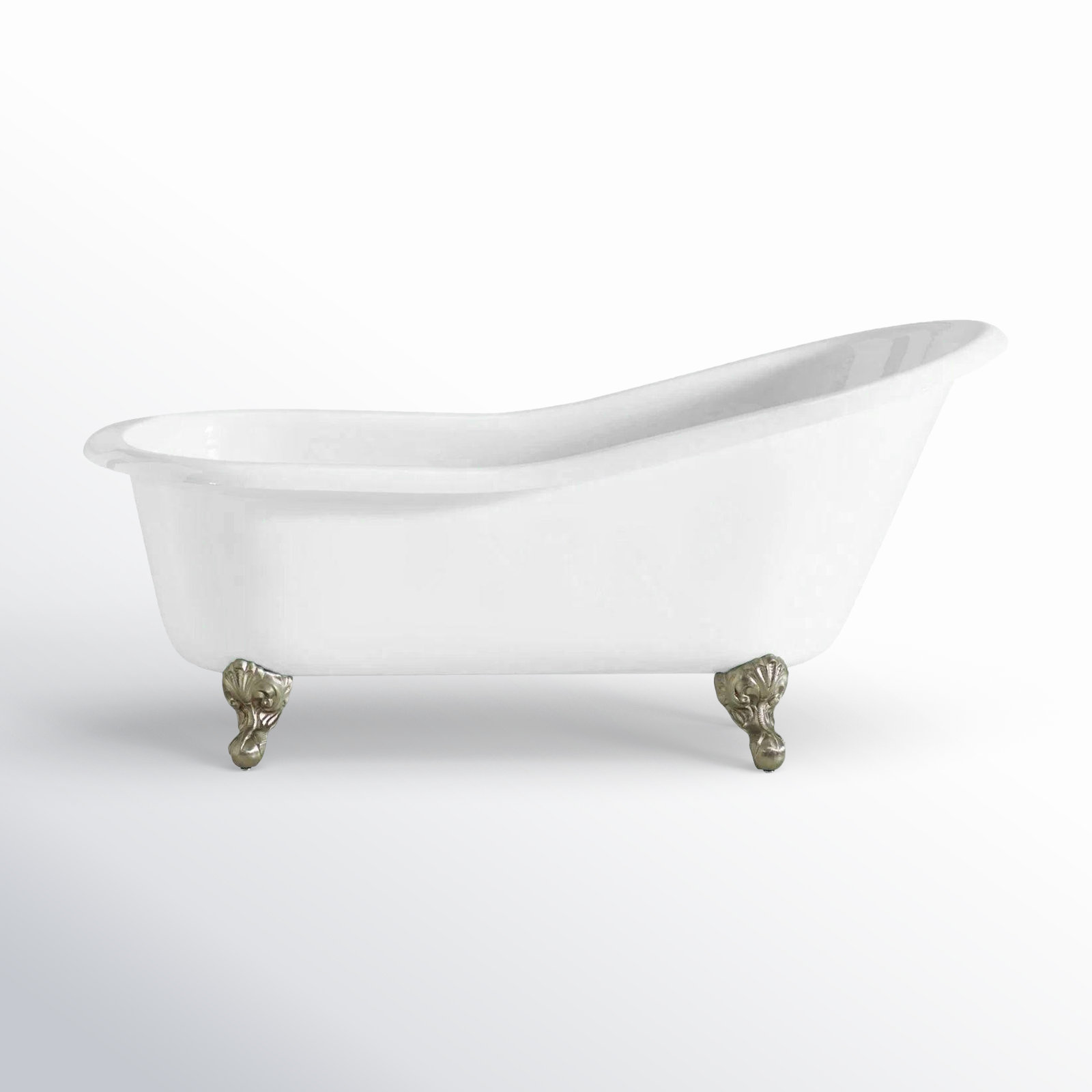 Dian 54'' Soaking Cast Iron Bathtub, Brushed Nickel, White Interior with White Exterior