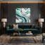 Abstrait art fluide sur toile verte 63-515709600