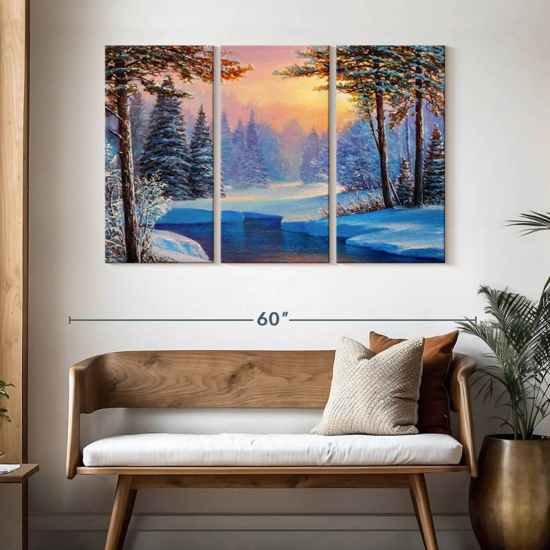 Paysage de rivière d'hiver Alvord, H 32 po x l 50 po