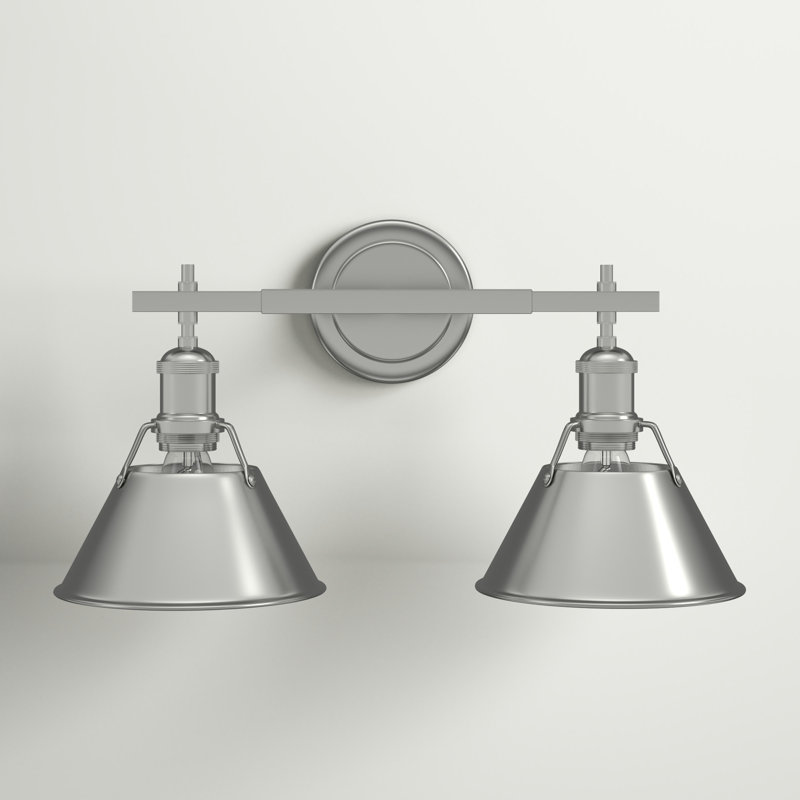 Pewter Steel Dimmable Vanity Light with Matte Black Shades