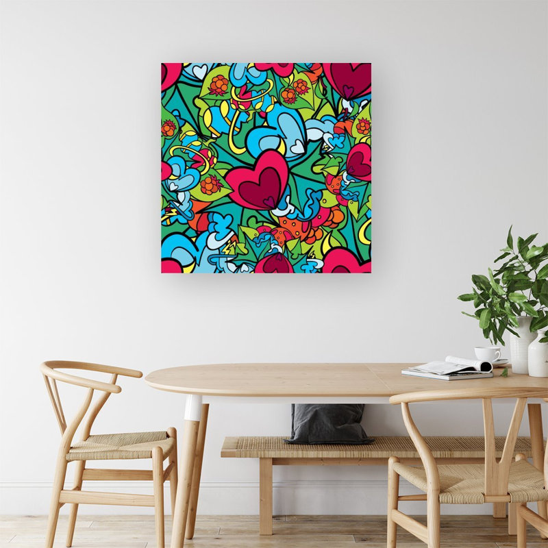 Hippie Psychedelic Pattern - Wrapped Canvas Print