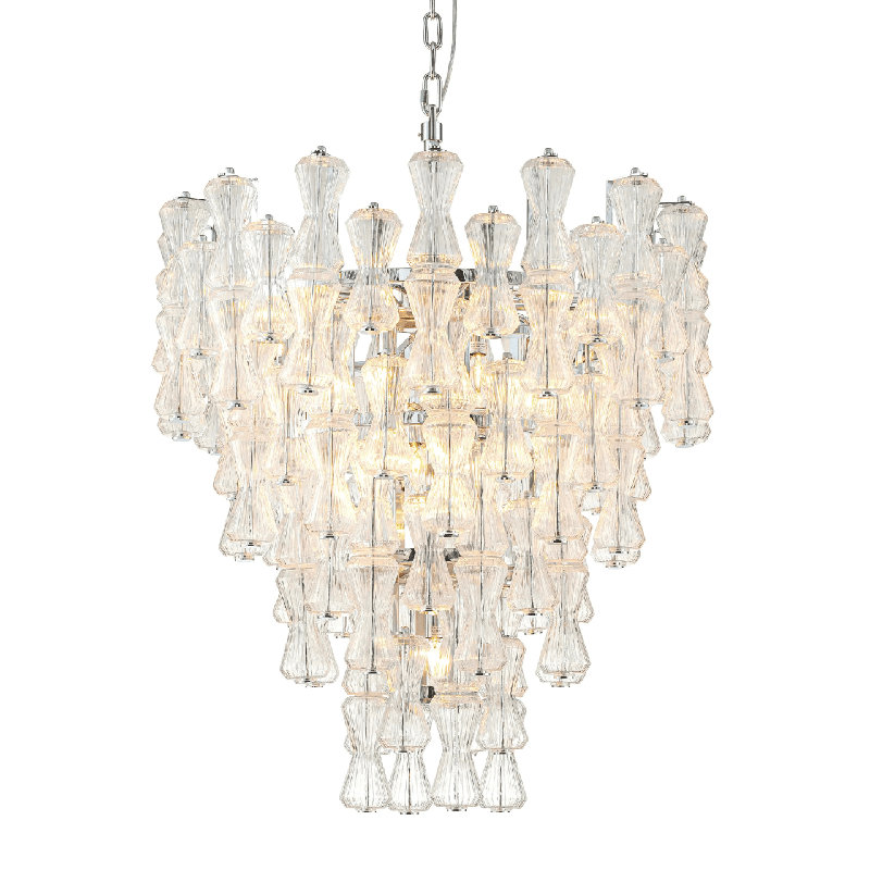 Lustre en verre transparent 35 po Vega, Chrome