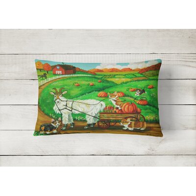 Loyd Corgi Pumpkin Ride with Goat Fabric Indoor/Outdoor Throw Pillow -  Winston Porter, 5B0A003FC01A4AE9A3B9817534182F75