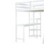 Lit mezzanine double avec garde-robe, bureau et tablettes, blanc