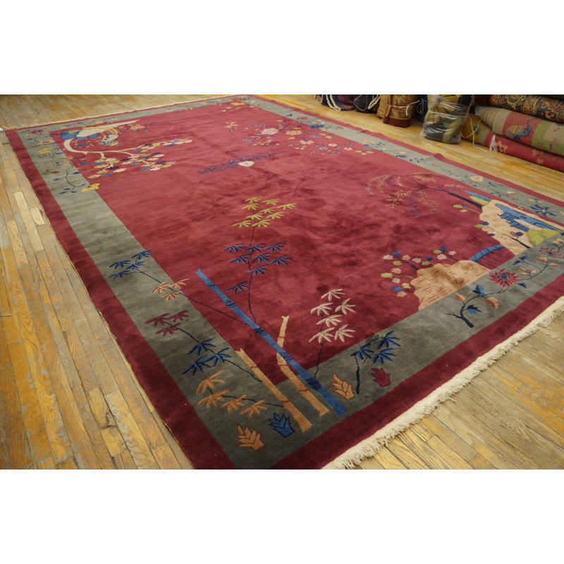 Hand Knotted Wool Area Rug in Pink