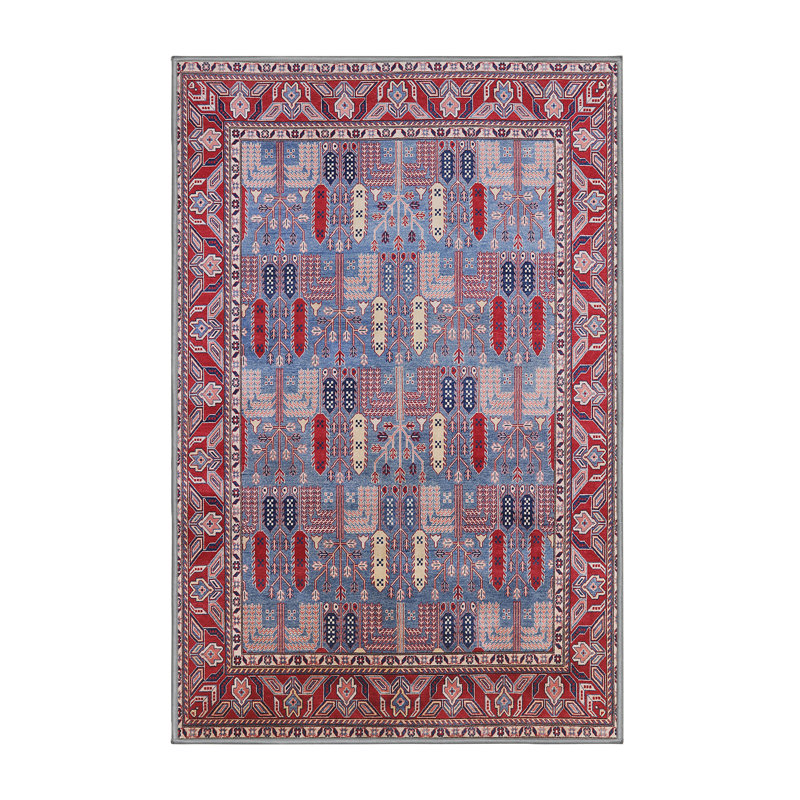 Tapis oriental rouge et bleu, Rectangle 7 pi x 9 pi
