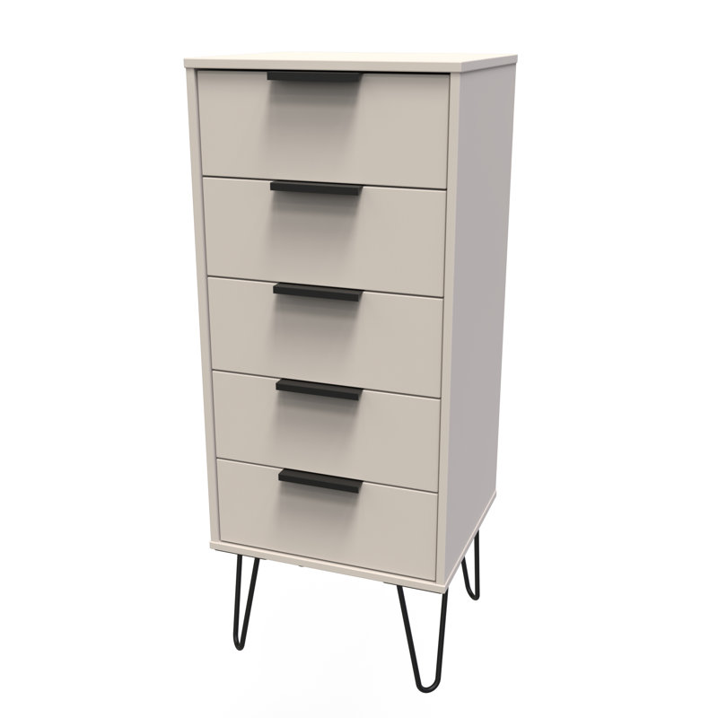 Peacham 45cm W Manufactured Wood Bedside Table, Beige/Black