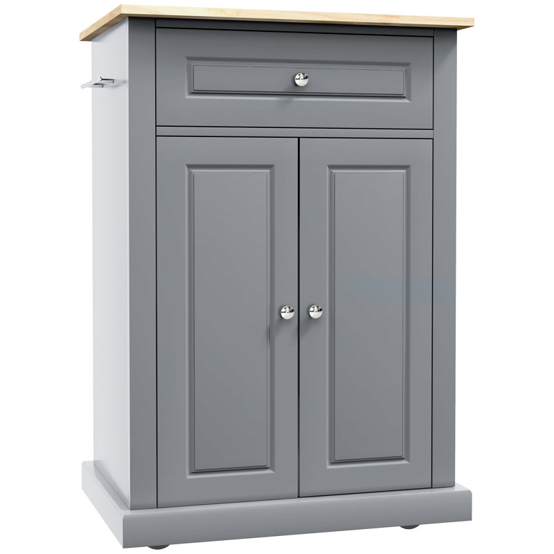 Portable Kitchen Island , Grey With Drawer, Adjustable Shelf, 2 Towel - Magnificently Made Cart By Terrific