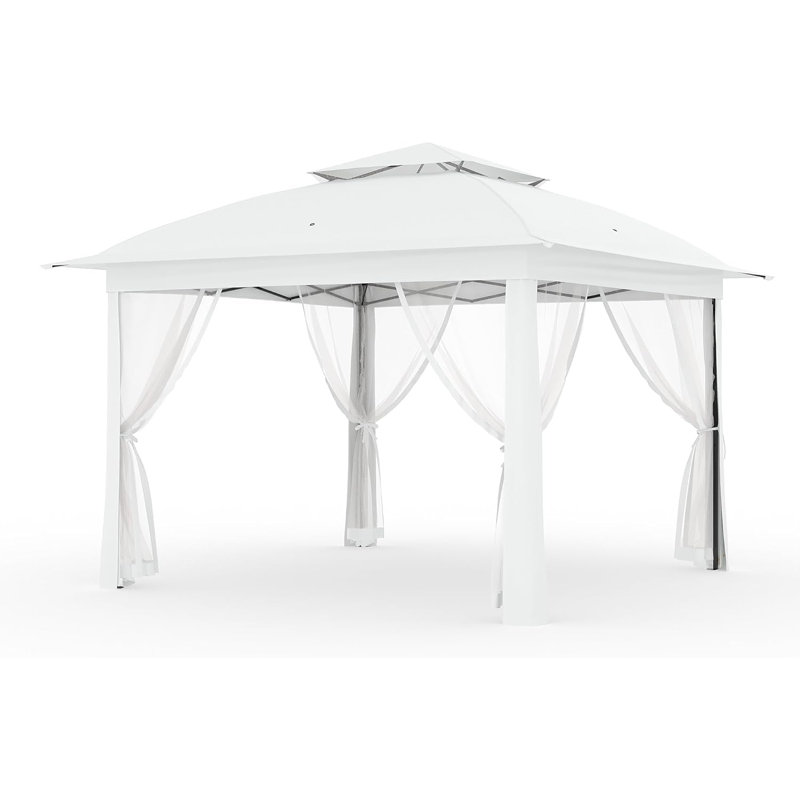 Outdoor Canopy Tent with Mosquito Netting, 11FTfor Patio, Outdoor Gazebo with Portable Carrying Bag, White