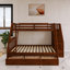 Lit superposé simple au-dessus de double avec cadre en bois avec tiroirs, échelle et escalier de rangement-132370061