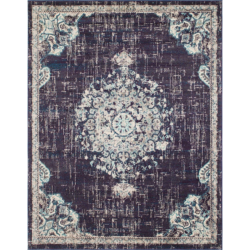 Tapis noir de style oriental Penelope, Rectangle 8 pi x 10 pi