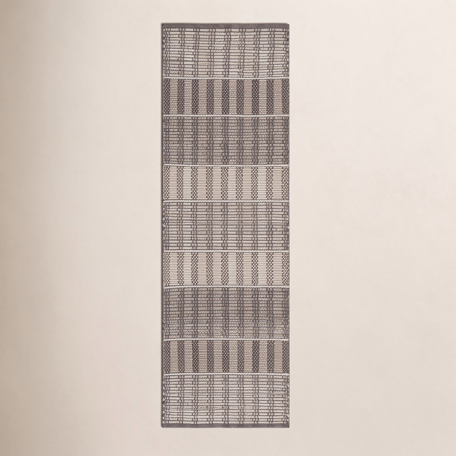 Hand-Woven Geometric Cotton Rug, Runner 2'3" x 8'