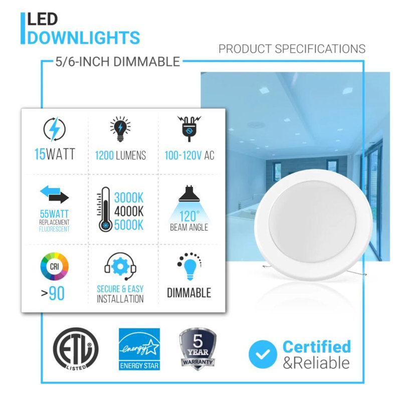 Adilene LED Flush Mount, 1.34" H x 7.28" W x 7.28" D, 15W, 5000K