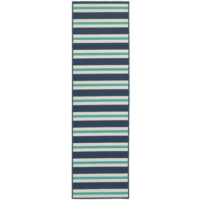 Triplehorn Machine Woven Striped Indoor Outdoor Area Rug 