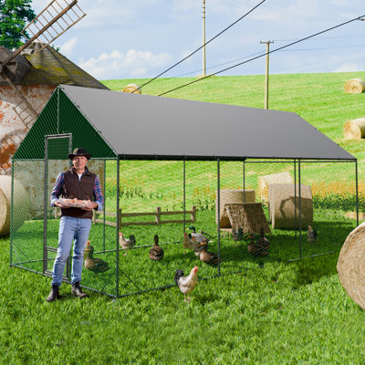 2025 Upgraded 10' X 26' X 6.6' Large Metal Chicken Coop With Run For 30 Chickens, Chicken Runs For Yard With Cover For Water-Resistant
