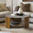 Round Mixed Material Coffee Table With Shelf-1342383415