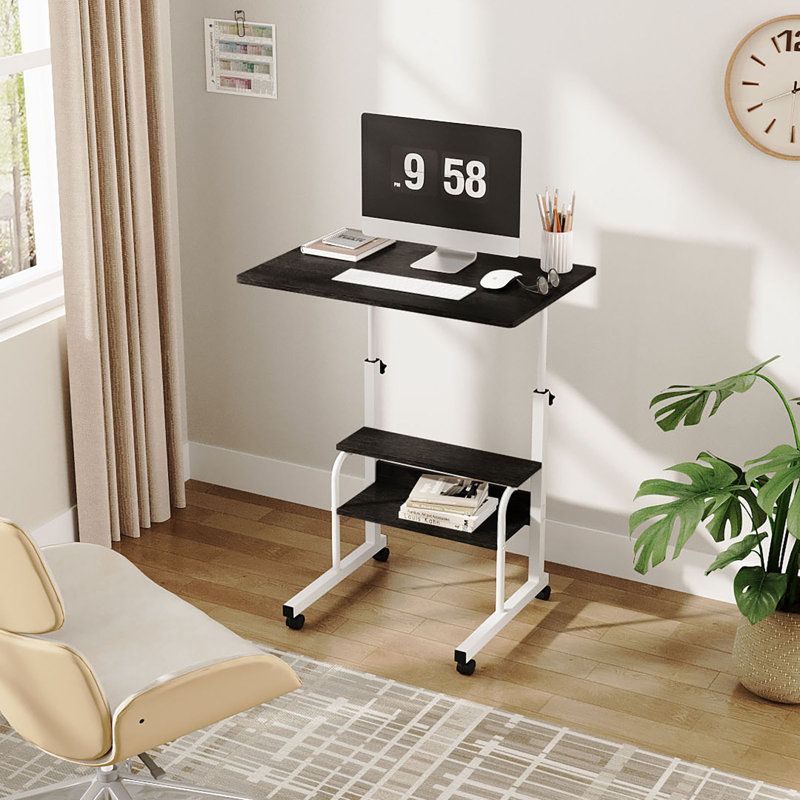 Adjustable Metal Base Computer Desk, Black