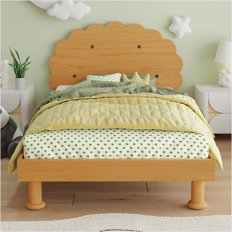 Base de lit en forme de biscuit pour garçon et fille, lit plateforme simple