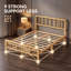 Cadre de lit plateforme en bambou de 30 cm (12 pouces) avec lattes métalliques, sans sommier, design spacieux pour les chambres parentales.-326820530