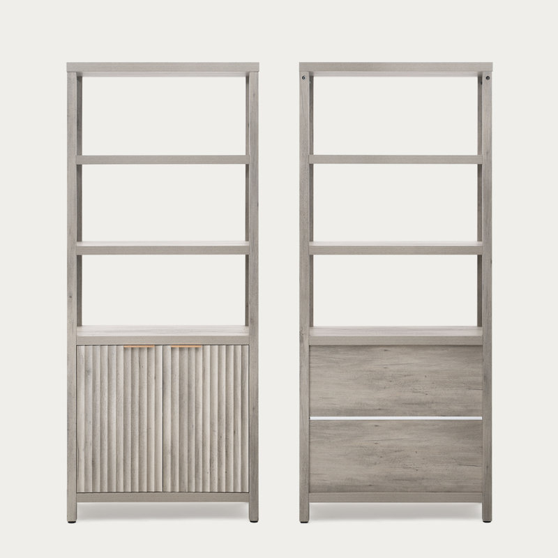 180cm H x 75cm W Standard Bookcase, Greige Oak