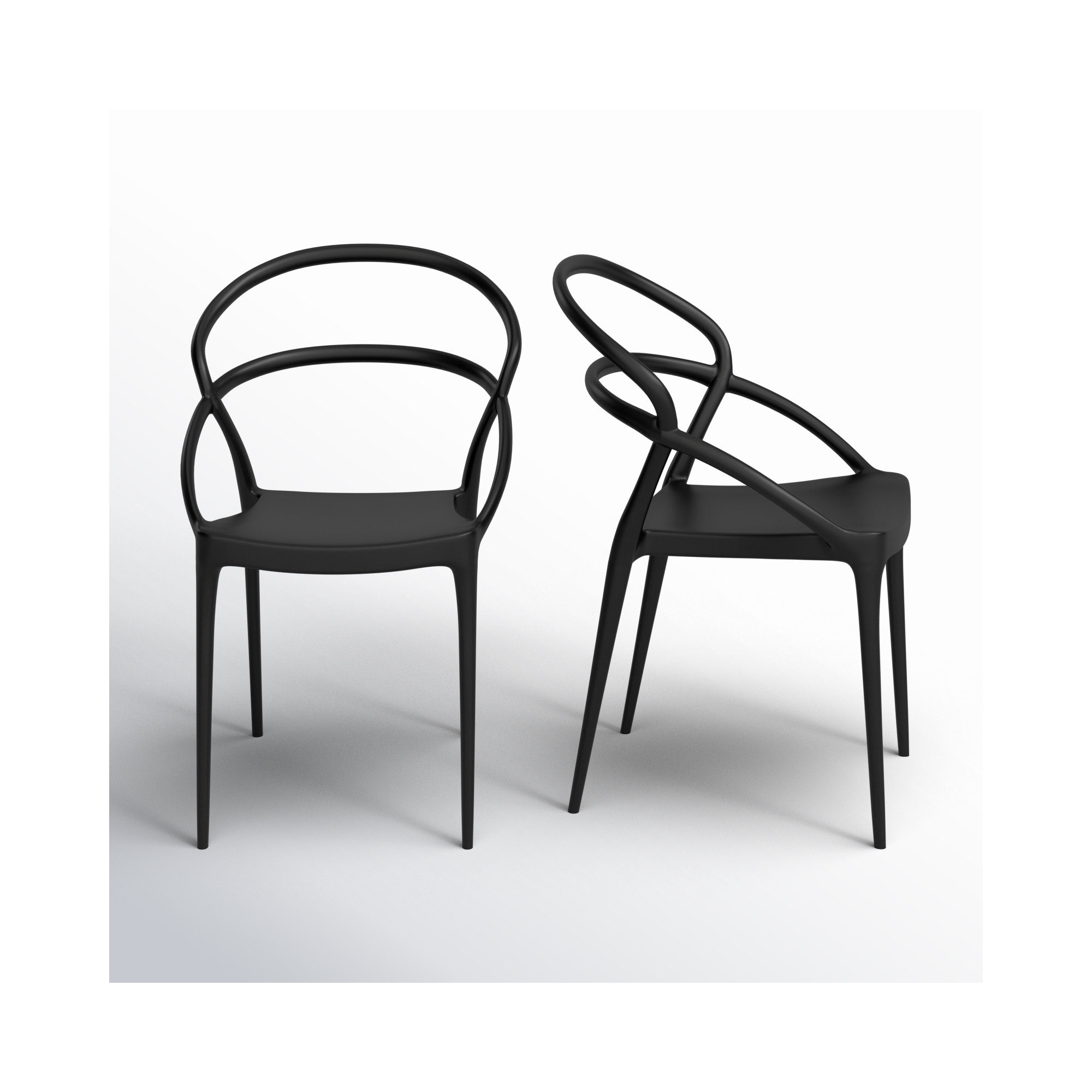 Grover Stacking Patio Dining Armchair, Black