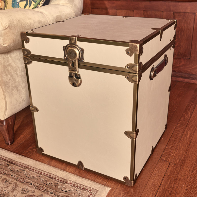 RHINO LUXURY FAUX LEATHER END TABLE, Alabaster