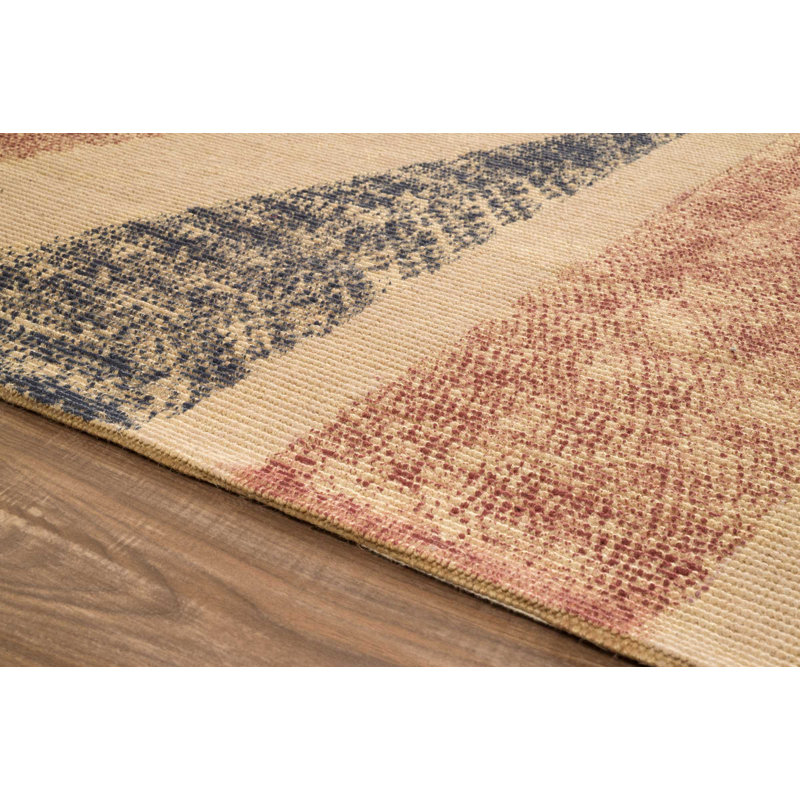 Tapis à rayures bleues Malmo, Rectangle 4 pi x 6 pi