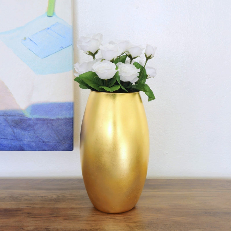 Vase AMaryllis, Doré, Hauteur totale - 11,75 po