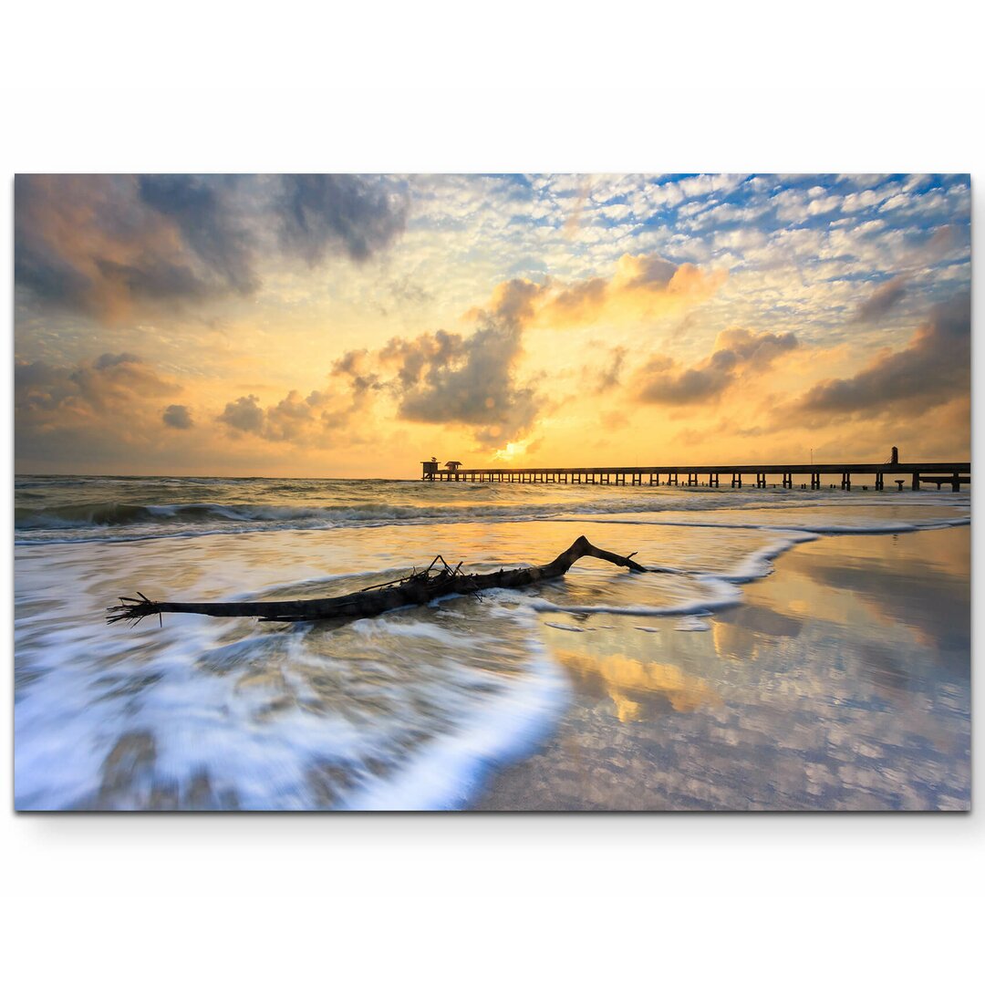 Leinwandbild Strand am Morgen