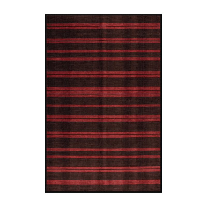 Tapis noir à rayures horizontales lavable à la machine, Rectangle 4 pi x 6 pi