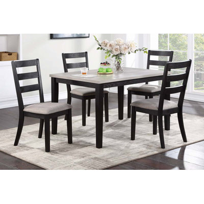 5Pc Dining Set Kitchen Dinette Wooden Top Table
