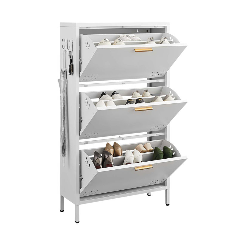 Armoire à chaussures moderne et minimaliste inclinable avec cadre robuste et conception peu encombrante, White
