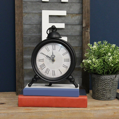 Traditional Analog Mechanical Tabletop Clock in Black