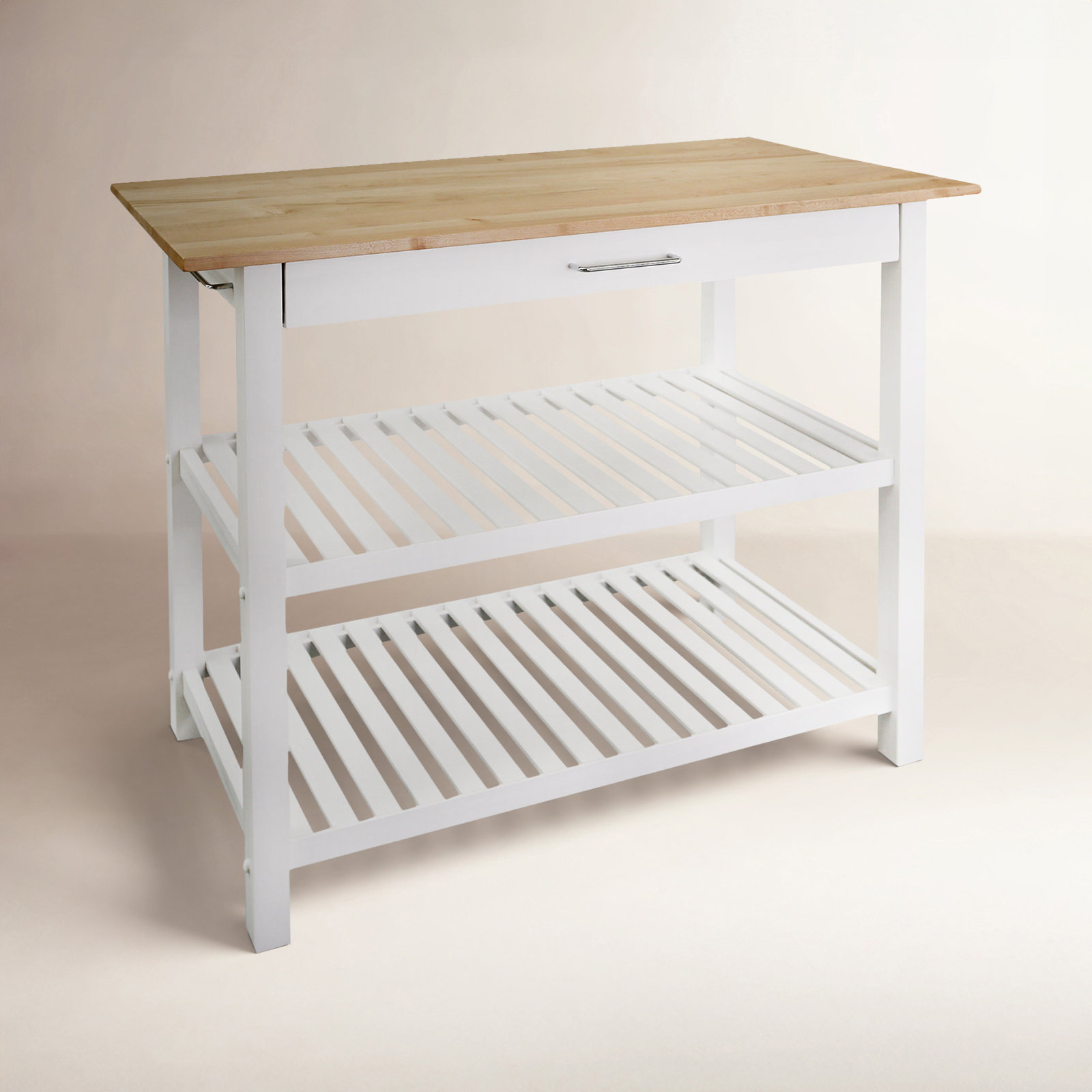 Herriott Solid Wood Prep Table, White/Natural, 36.5"H x 40"W x 20"D