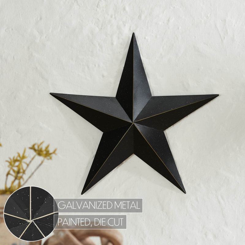 Étoile en métal festive, H 18 po x l 18 po x P 2,25 po, Noir / brun clair
