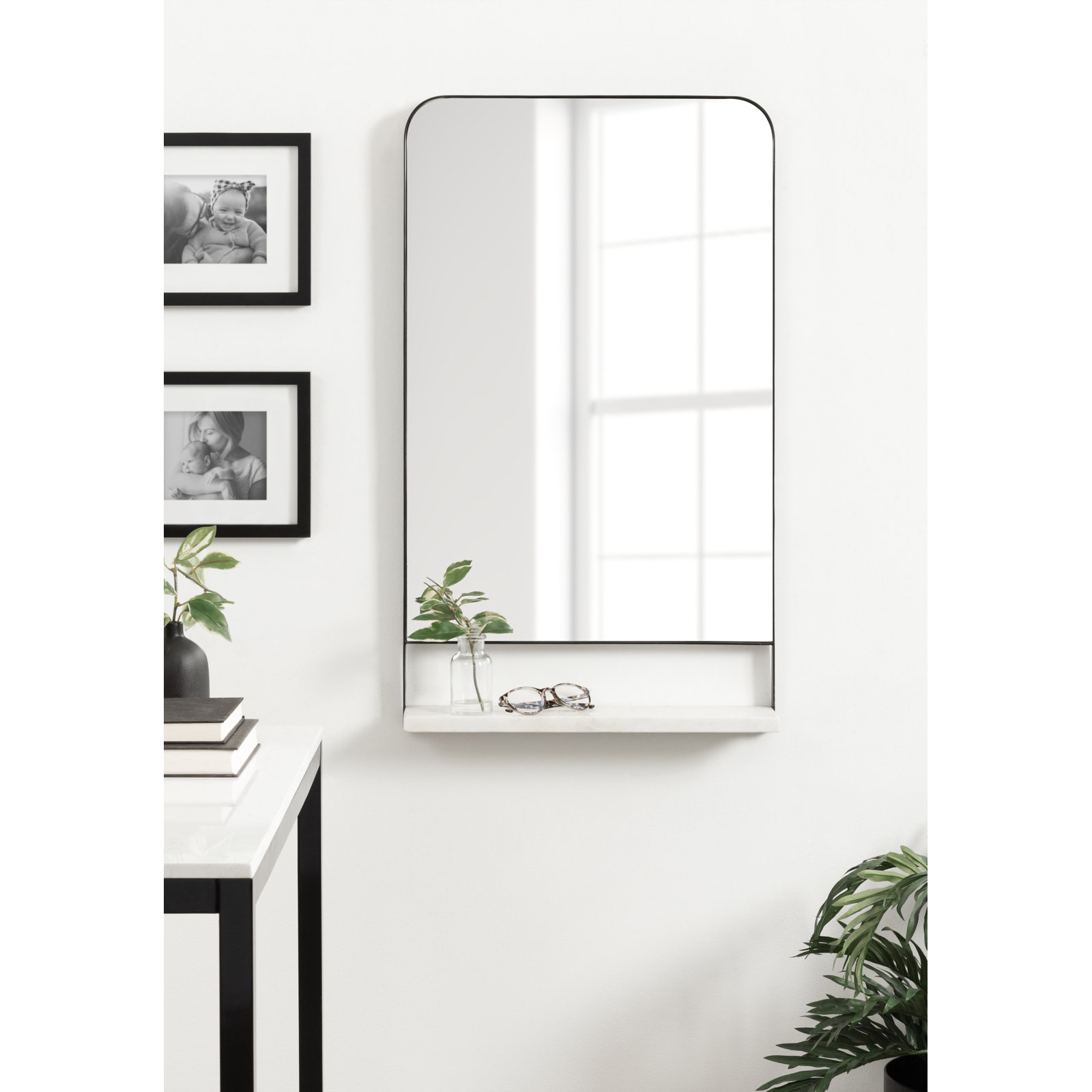Branchville 34" Mirror, White and Black, 20" x 34", Rectangle