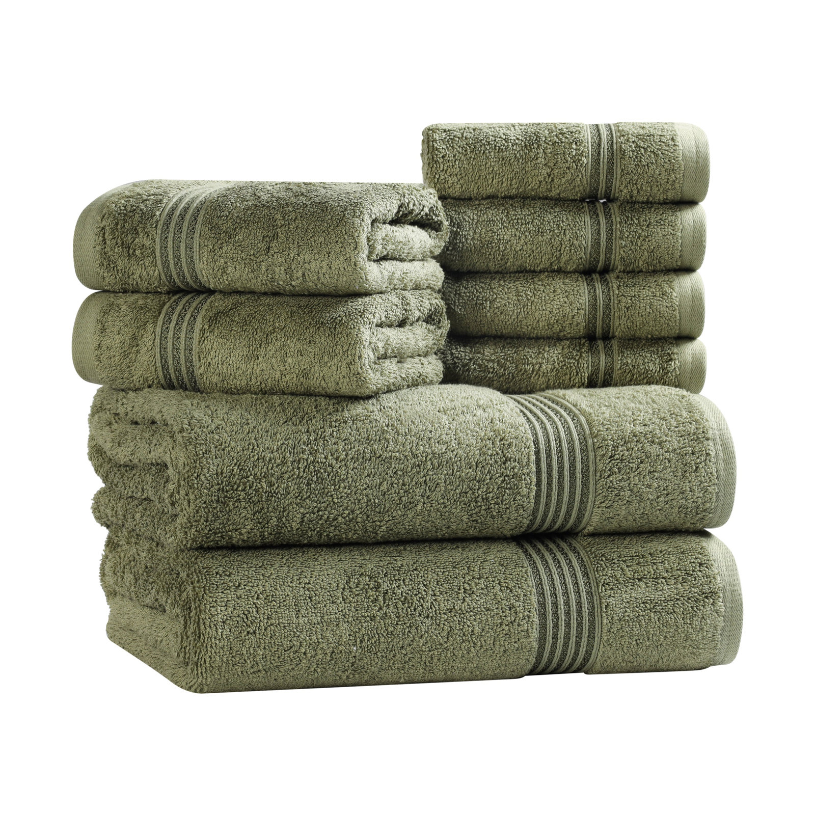 Alexia 8-Piece Egyptian Cotton Towel Set, Forest Green