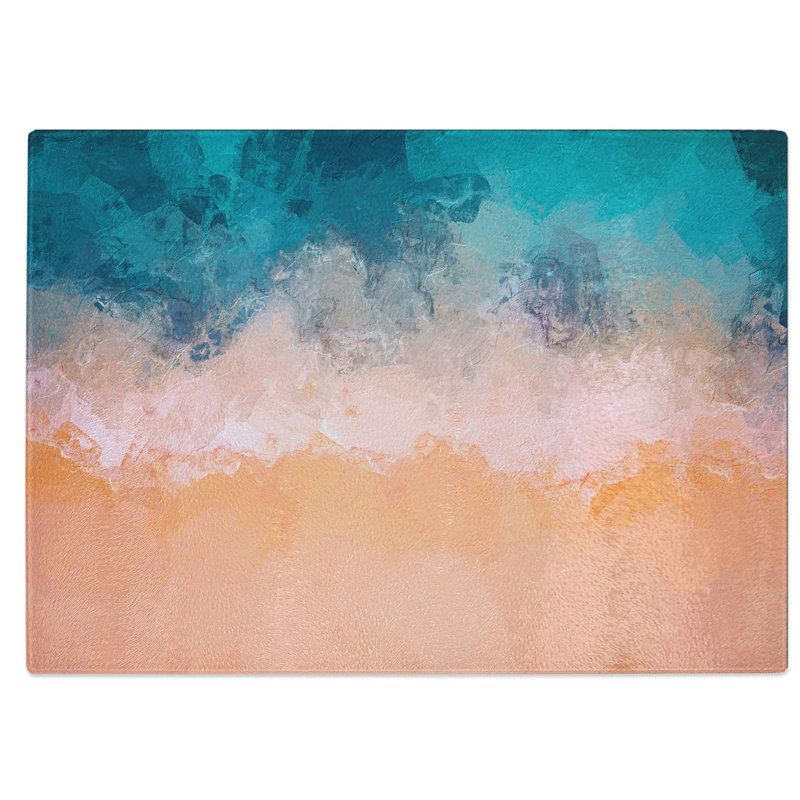 Tempered Glass Beach Divide Chopping Board, 39 cm W x 28.5 cm L